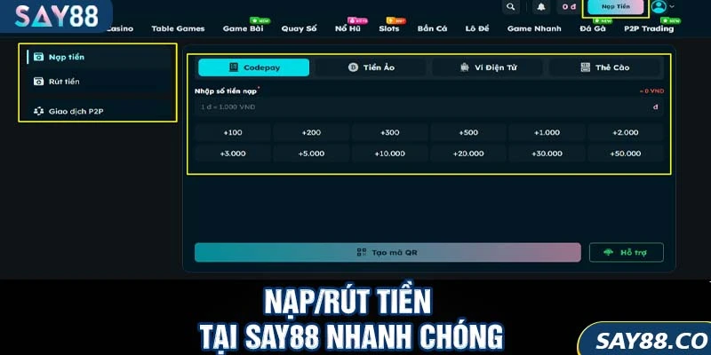 SAY88 5 Nạp/rút tiền tại SAY88 nhanh chóng