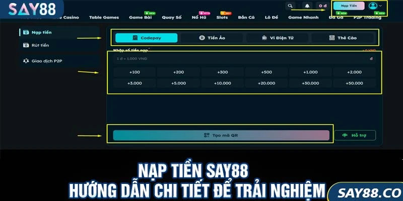 Nạp tiền SAY88 – Hướng dẫn chi tiết để trải nghiệm